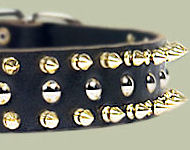 Black Leather Spiked Studded Dog Collar for Mastiff Black Leather Spiked Studded Dog Collar for Mastiff